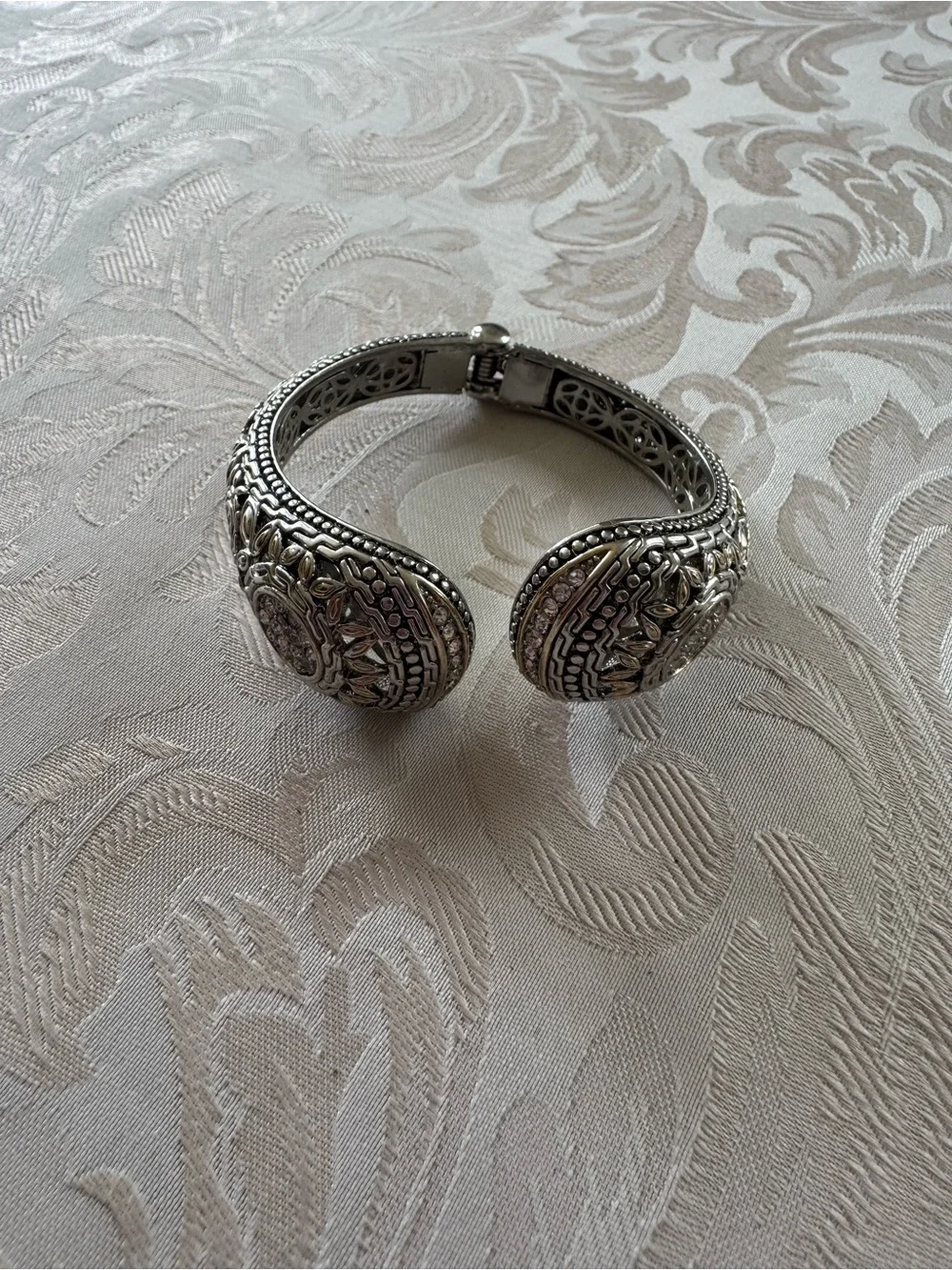 Lia Sophia Two-Tone Silver and Gold Filigree Open Cuff Bracelet - Picture 4 of 4